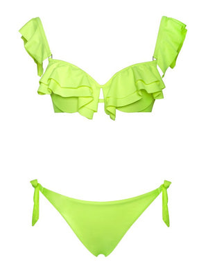 Ruffle Bikini - Lime