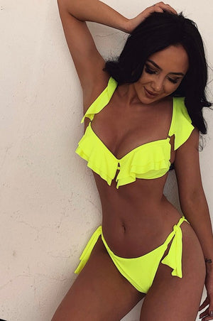Ruffle Bikini - Lime